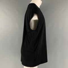 GUCCI Size XXS Black Gold Embroidery Cotton Sleeveless T-shirt