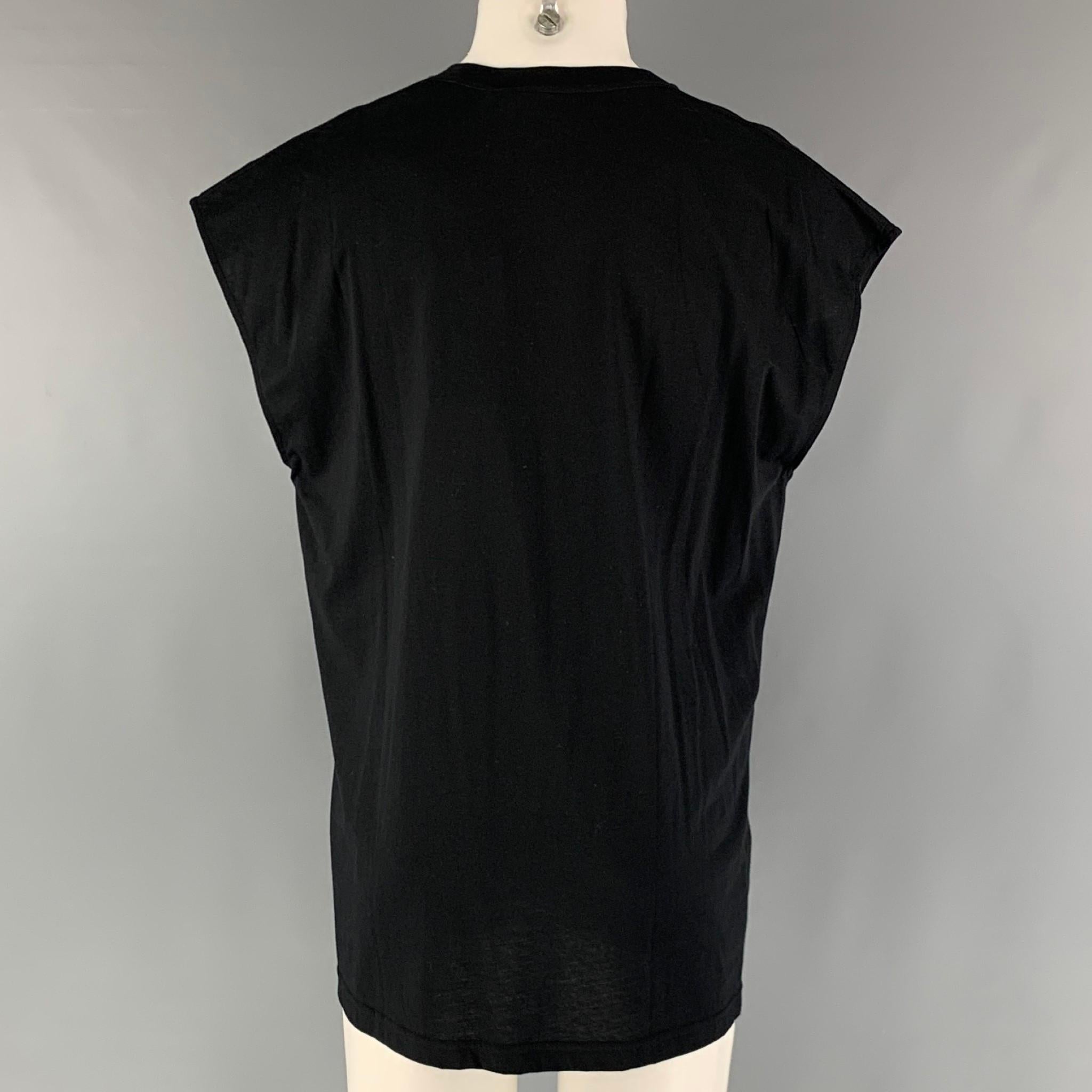 Women's or Men's GUCCI Size XXS Black Gold Embroidery Cotton Sleeveless T-shirt