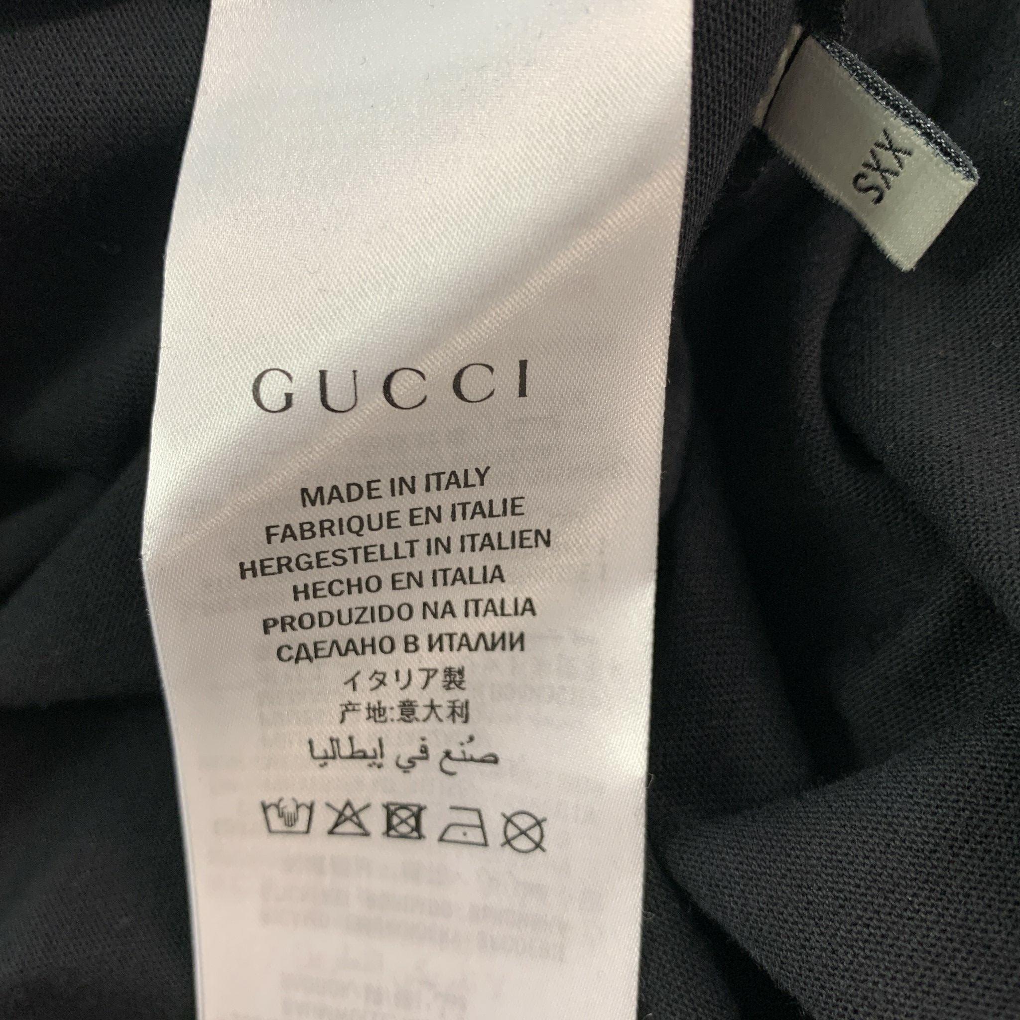 GUCCI Size XXS Black Gold Embroidery Cotton Sleeveless T-shirt For Sale 3
