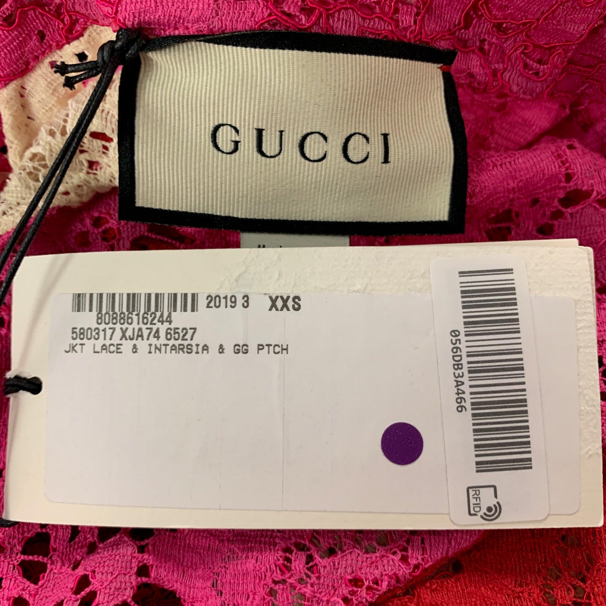GUCCI Size XXS Red Pink Viscose Color Block Jacket For Sale 1