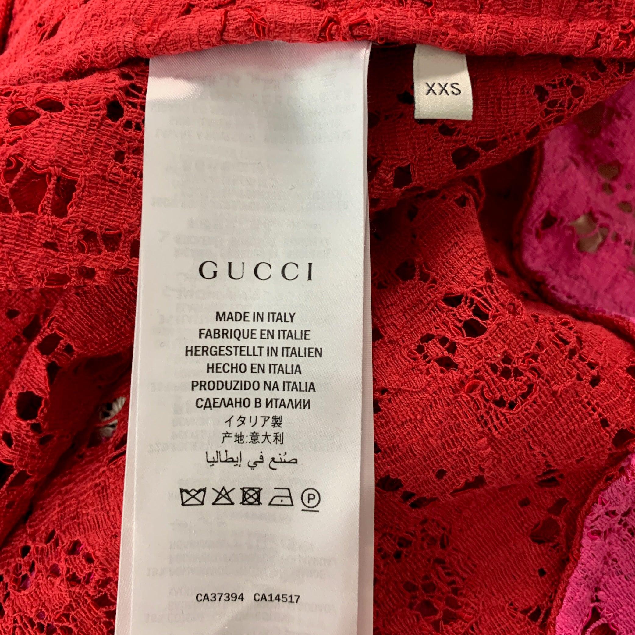 GUCCI Size XXS Red Pink Viscose Color Block Jacket For Sale 2