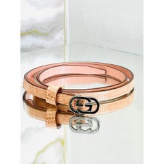 Gucci Skinny 'GG' Lizard Skin Belt