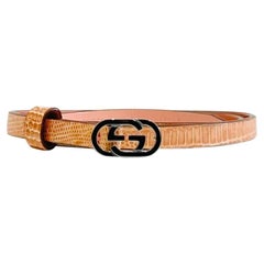 Cinturón de piel de lagarto 'GG' Gucci Skinny