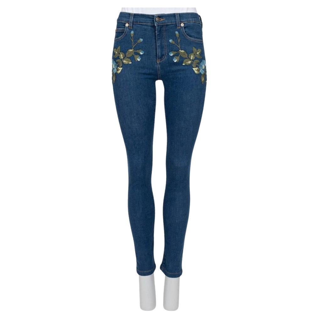 Gucci Skinny Geflickte Blaue Denim Jeans Sz.W27/M