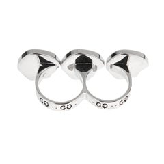 Gucci Skull 3 Motif 2 Finger Sterling Silver Ring "Large"