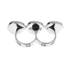Gucci Skull 3 Motif 2 Finger Sterling Silver Ring "Medium"