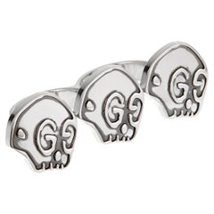 Gucci Skull 3 Motif 2 Finger Sterling Silver Ring "Medium"