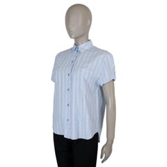 GUCCI sky blue cotton 2023 GG FLORAL STRIPED Shirt 38 XS