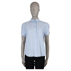 GUCCI sky blue cotton 2023 GG FLORAL STRIPED Shirt 38 XS