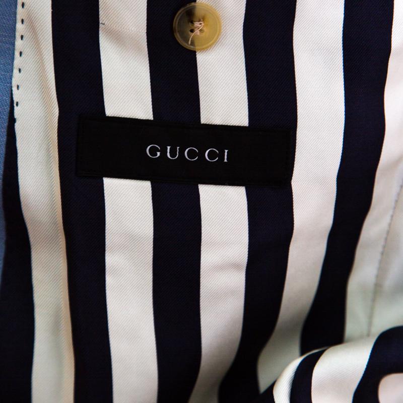 Women's Gucci Sky Blue Cotton Tailored Mayfair Blazer XXL