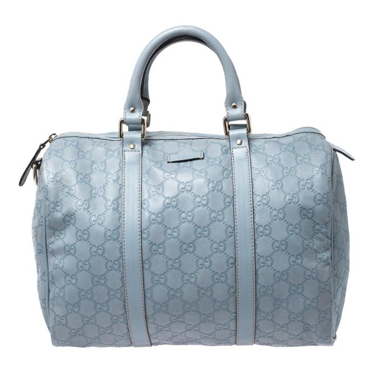 Gucci Sky Blue Guccissima Leather Medium Joy Boston Bag For Sale at 1stDibs  | sky blue gucci bag, gucci blue boston bag