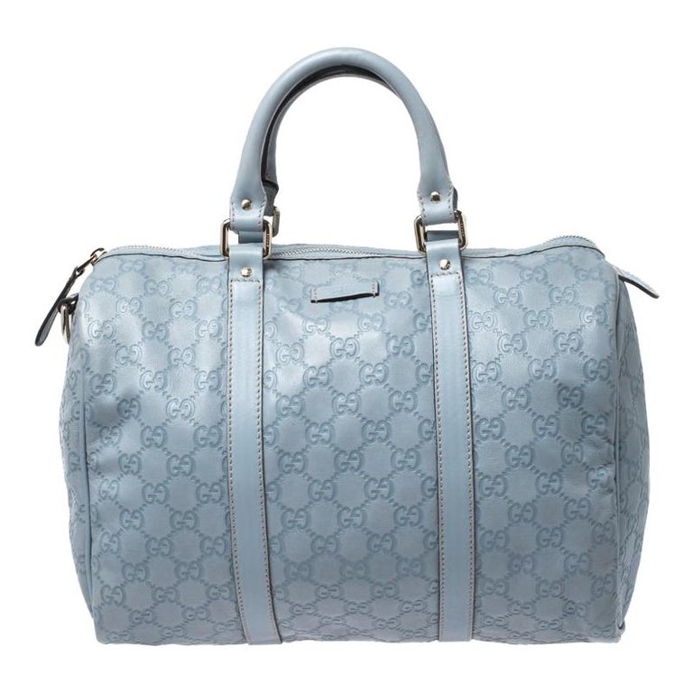 Gucci Sky Blue Guccissima Leather Medium Joy Boston Bag For Sale at