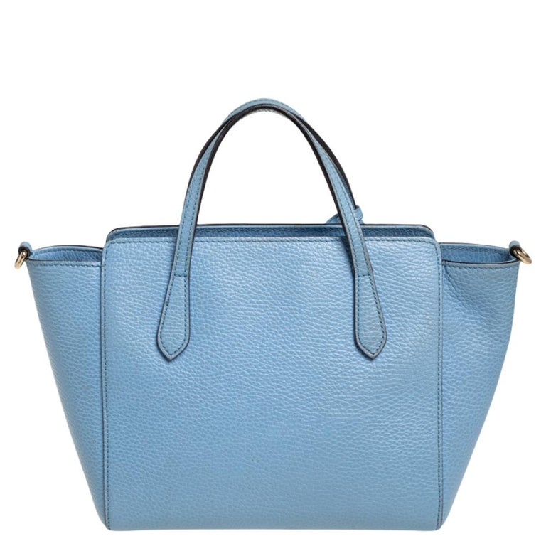 Gucci Sky Blue Leather Mini Swing Tote For Sale at 1stDibs