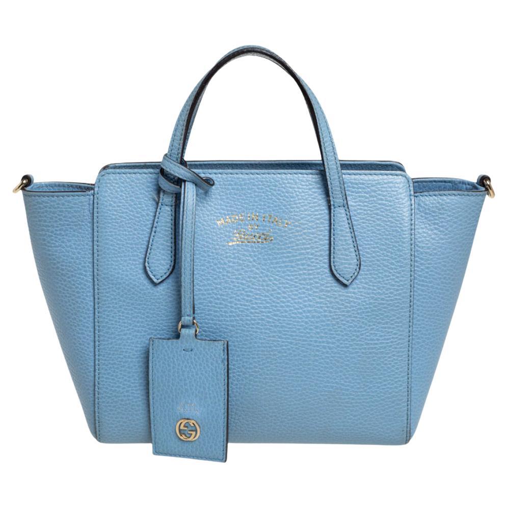 Gucci Sky Blue Leather Mini Swing Tote at 1stDibs