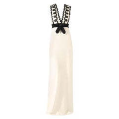 GUCCI Sleeveless Jersey V-Neck Gown with Lace Trim sz XS