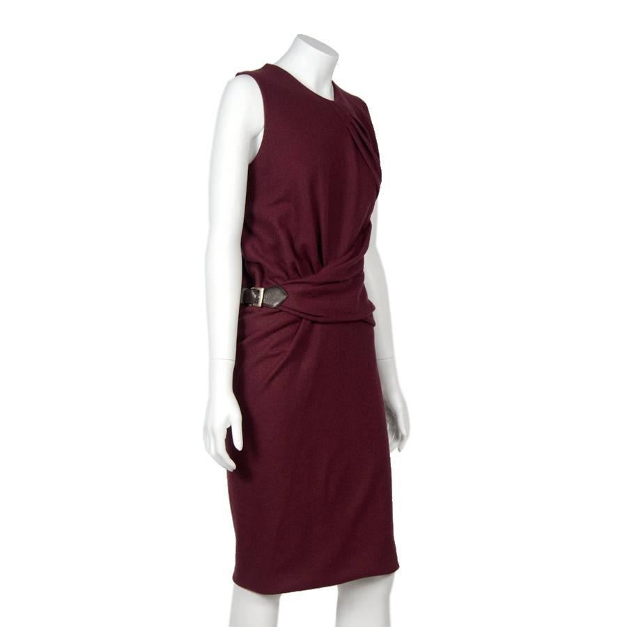 Brown GUCCI Sleeveless Plum Dress in Wool Size L