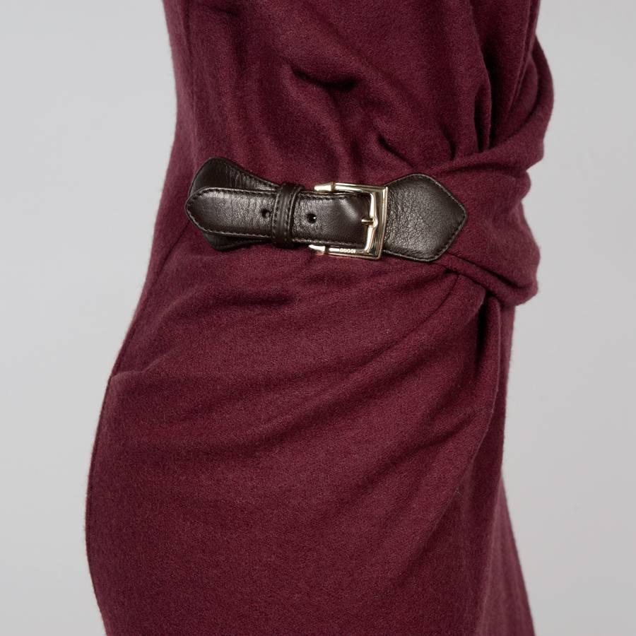 GUCCI Sleeveless Plum Dress in Wool Size L In Good Condition In Paris, FR