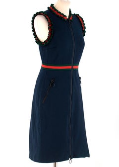 Gucci sleeveless web stripe ruffled dress S