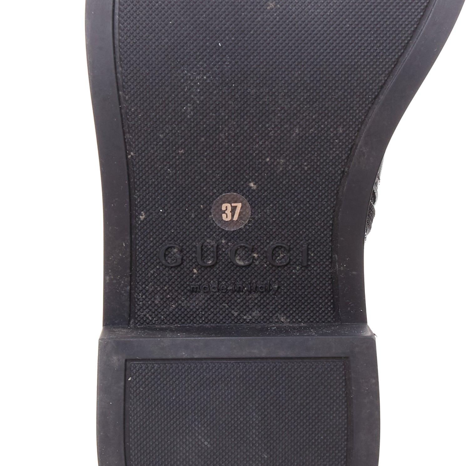 Gucci Slim Horsebit noir argent GG Monogram embossed ankle boots EU37 en vente 5