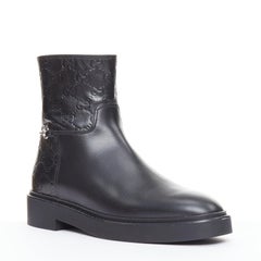 GUCCI Slim Horsebit black silver GG monogram embossed ankle boots EU37