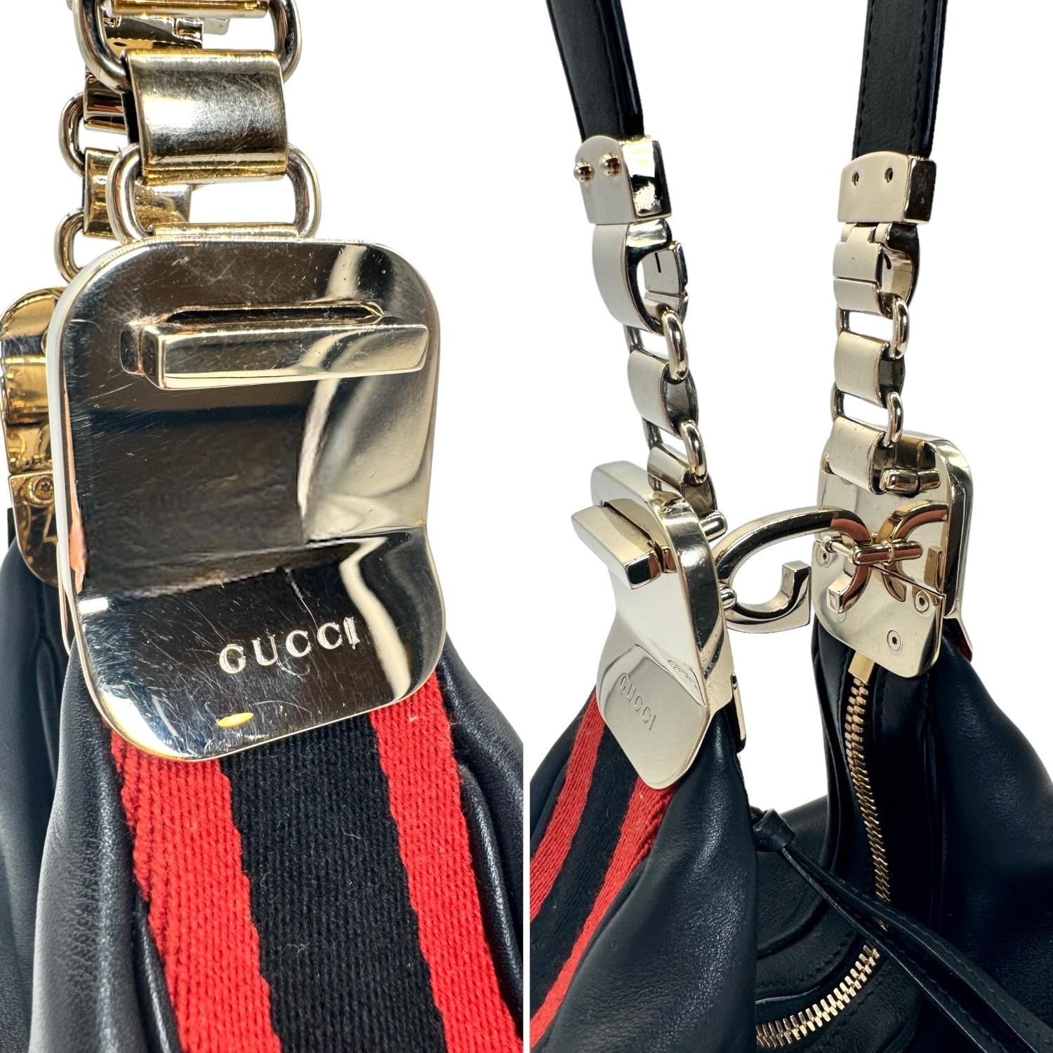 Gucci Small Attache Black Calfskin Leather Crossbody Bag For Sale 5