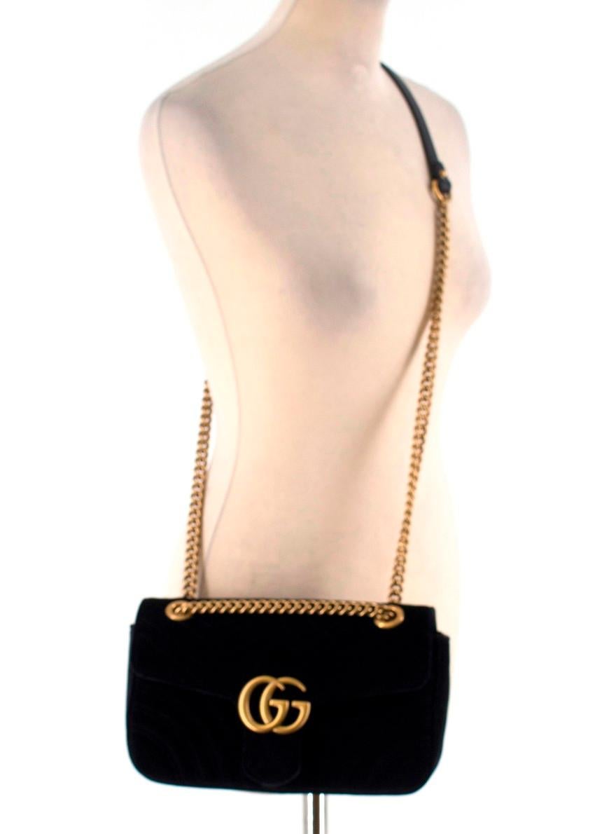 Gucci Small Black Velvet GG Matelasse Marmont Bag For Sale 1