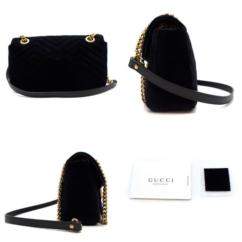 Gucci Small Black Velvet GG Matelasse Marmont Bag For Sale 4