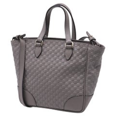 Gucci Small Bree Micro Guccissima Top Handle Tote Bag in Grey Leather