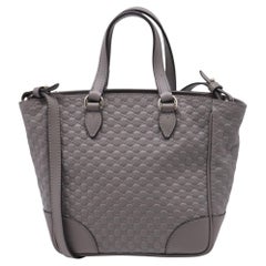 Gucci Small Bree Micro Guccissima Top Handle Tote Bag in Grey Leather