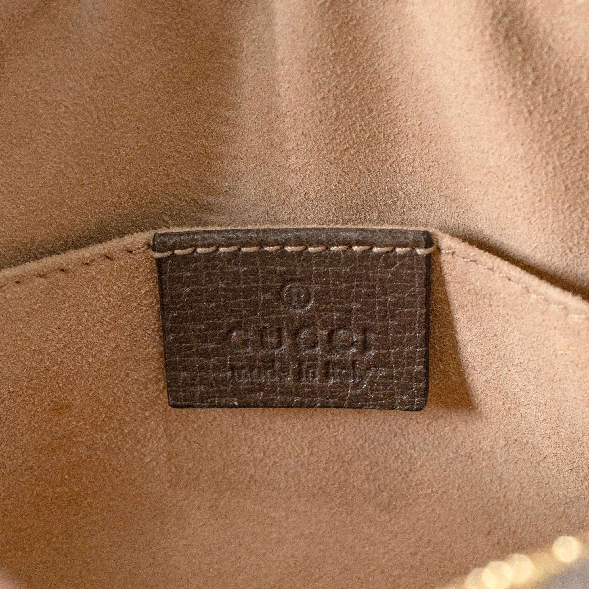 Gucci Kleine GG Supreme Braun Monogram Ophidia Gürteltasche im Angebot 6