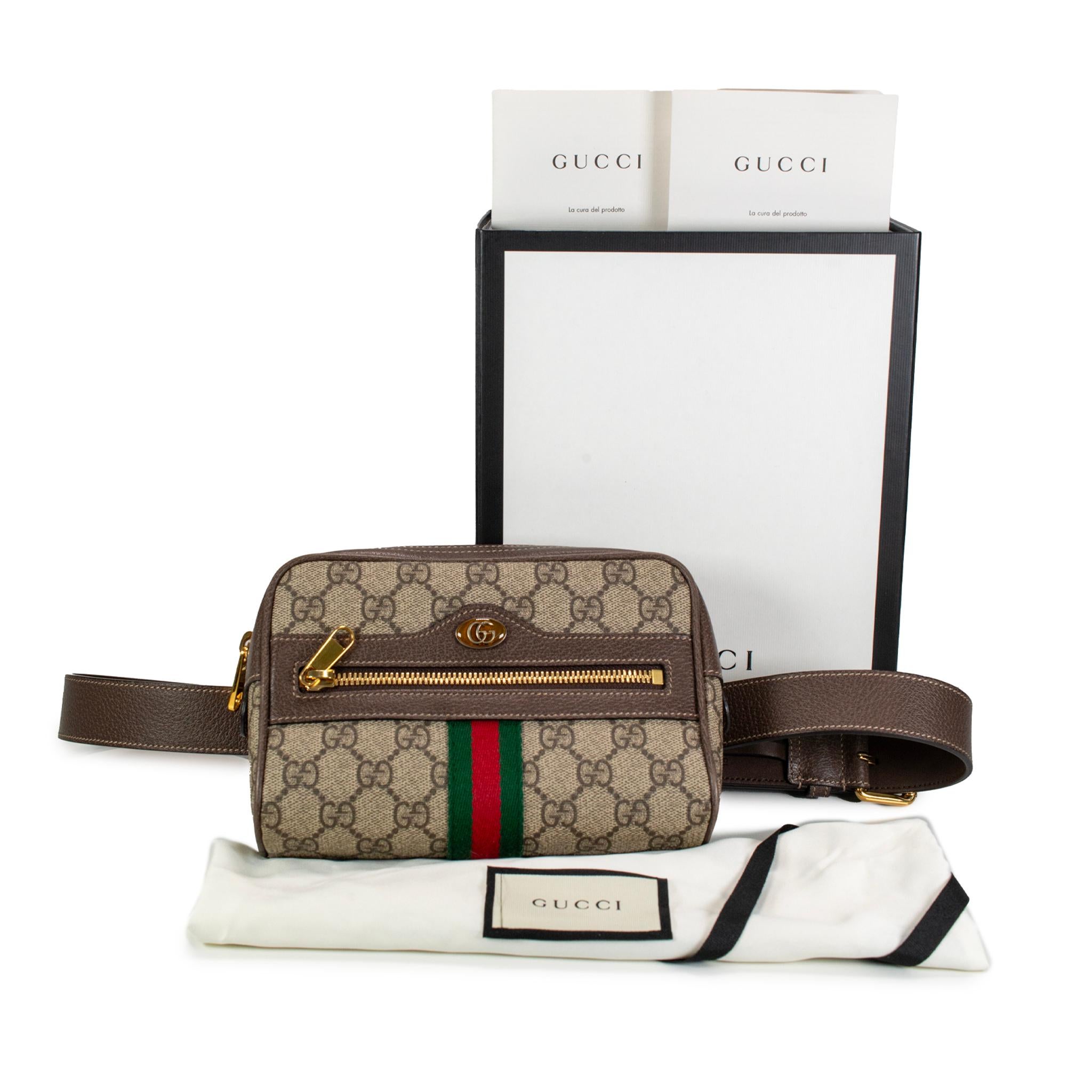 Gucci Kleine GG Supreme Braun Monogram Ophidia Gürteltasche im Angebot 8
