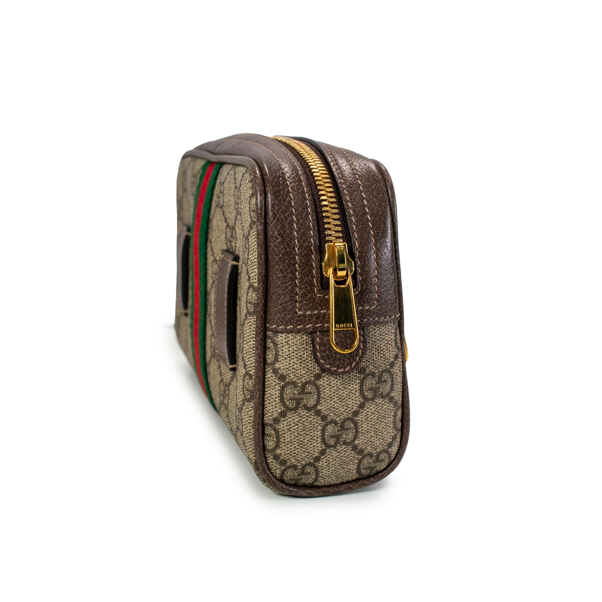 Gucci Kleine GG Supreme Braun Monogram Ophidia Gürteltasche im Zustand „Hervorragend“ im Angebot in Houston, US