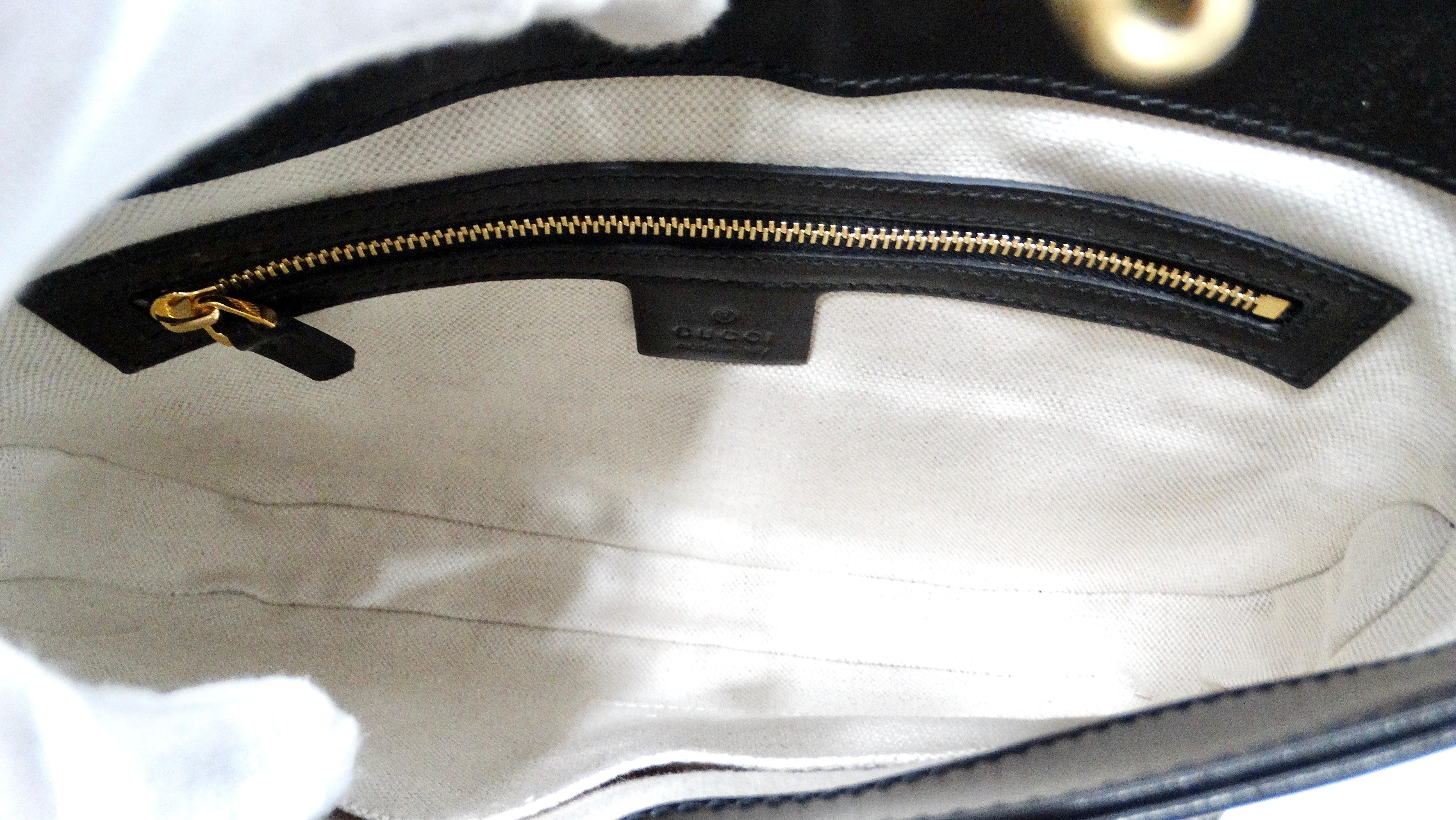Gucci Small Jackie 1961 Black Calfskin Multicolor Geometric Logo Print Hobo Bag For Sale 6