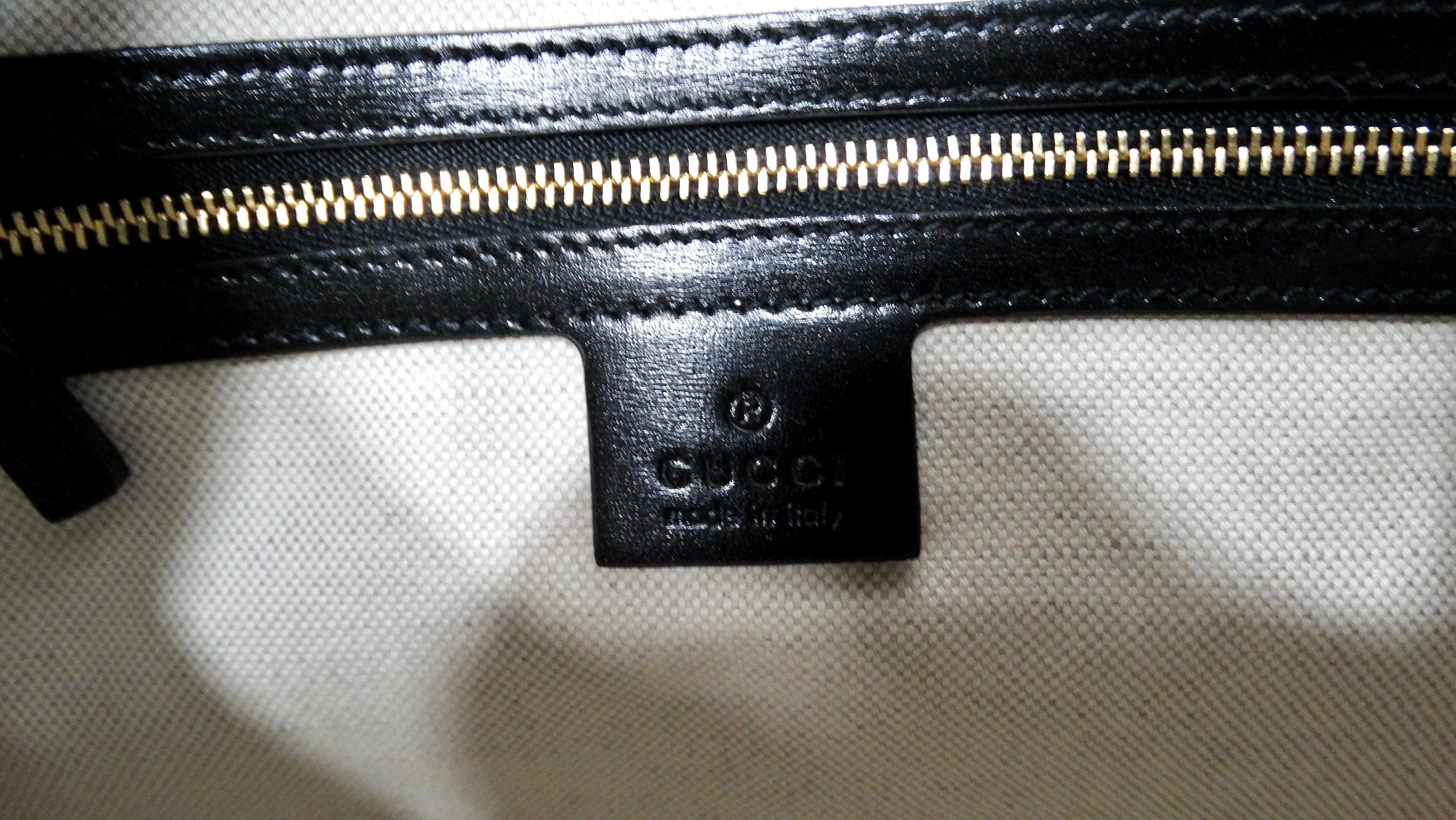 Gucci Small Jackie 1961 Black Calfskin Multicolor Geometric Logo Print Hobo Bag For Sale 7