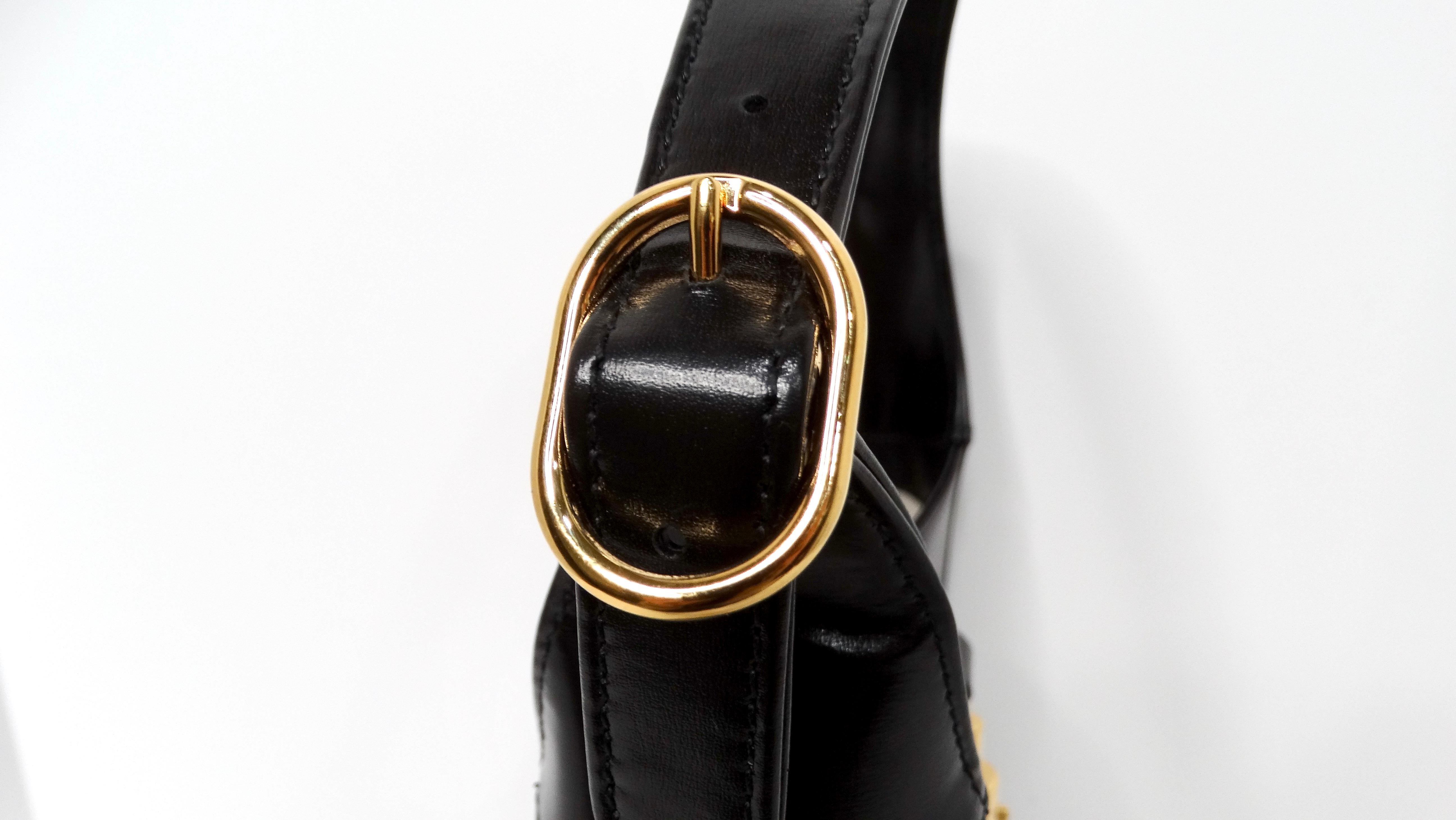 Gucci Small Jackie 1961 Black Calfskin Multicolor Geometric Logo Print Hobo Bag For Sale 5