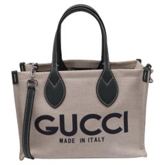 Gucci Small Logo-Print Tote Bag in Beige Canvas