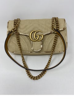 Gucci Small Marmont Straw Floral Interior Bag
