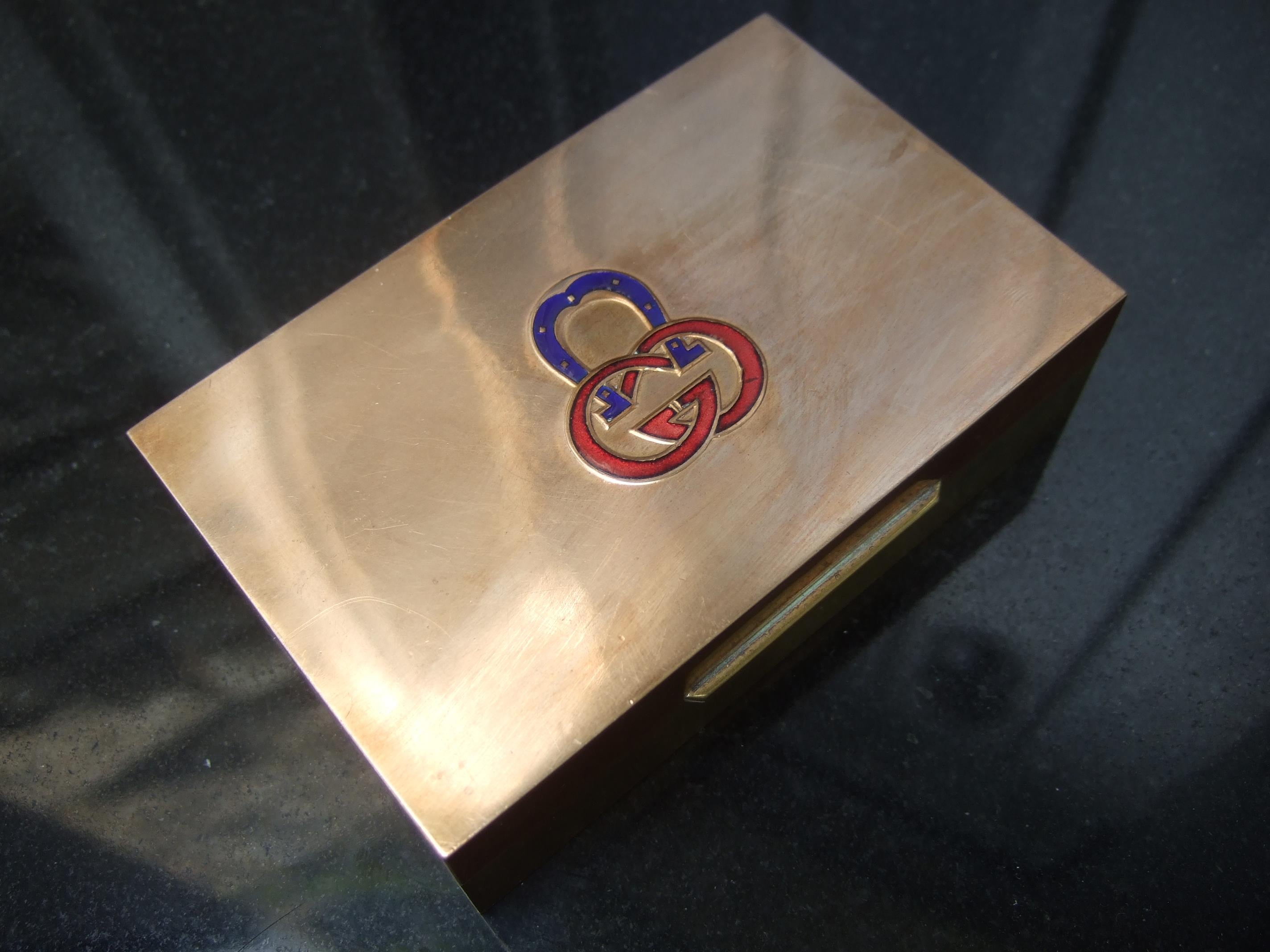 GUCCI Small Mixed Metal Cloisonne' Enamel Tiny Trinket Box c 1970s For Sale 5