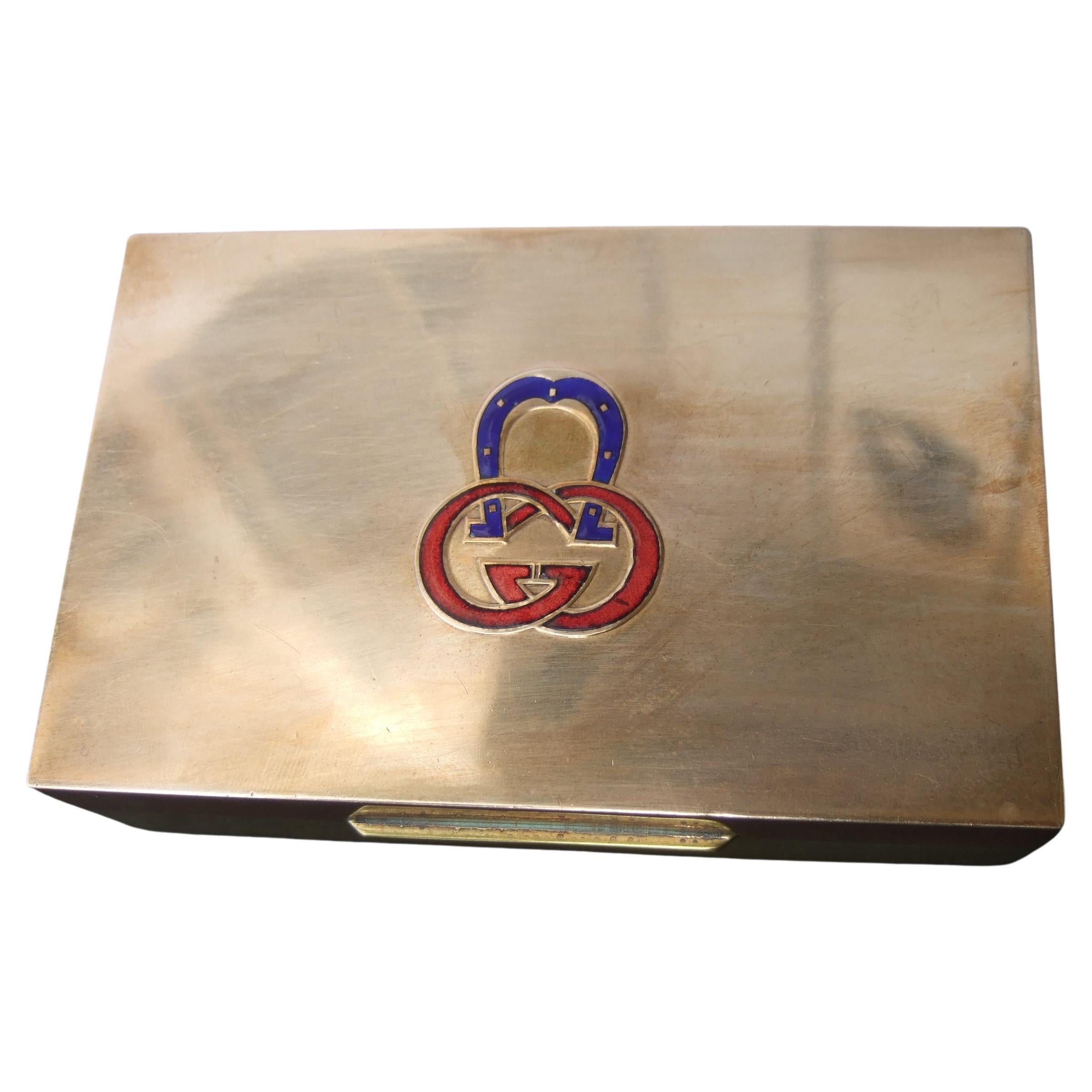 GUCCI Caja de baratijas pequeña de metal mixto Cloisonné' esmalte c 1970s