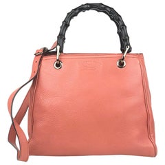 Gucci Small Peach Bamboo Shopper Bag