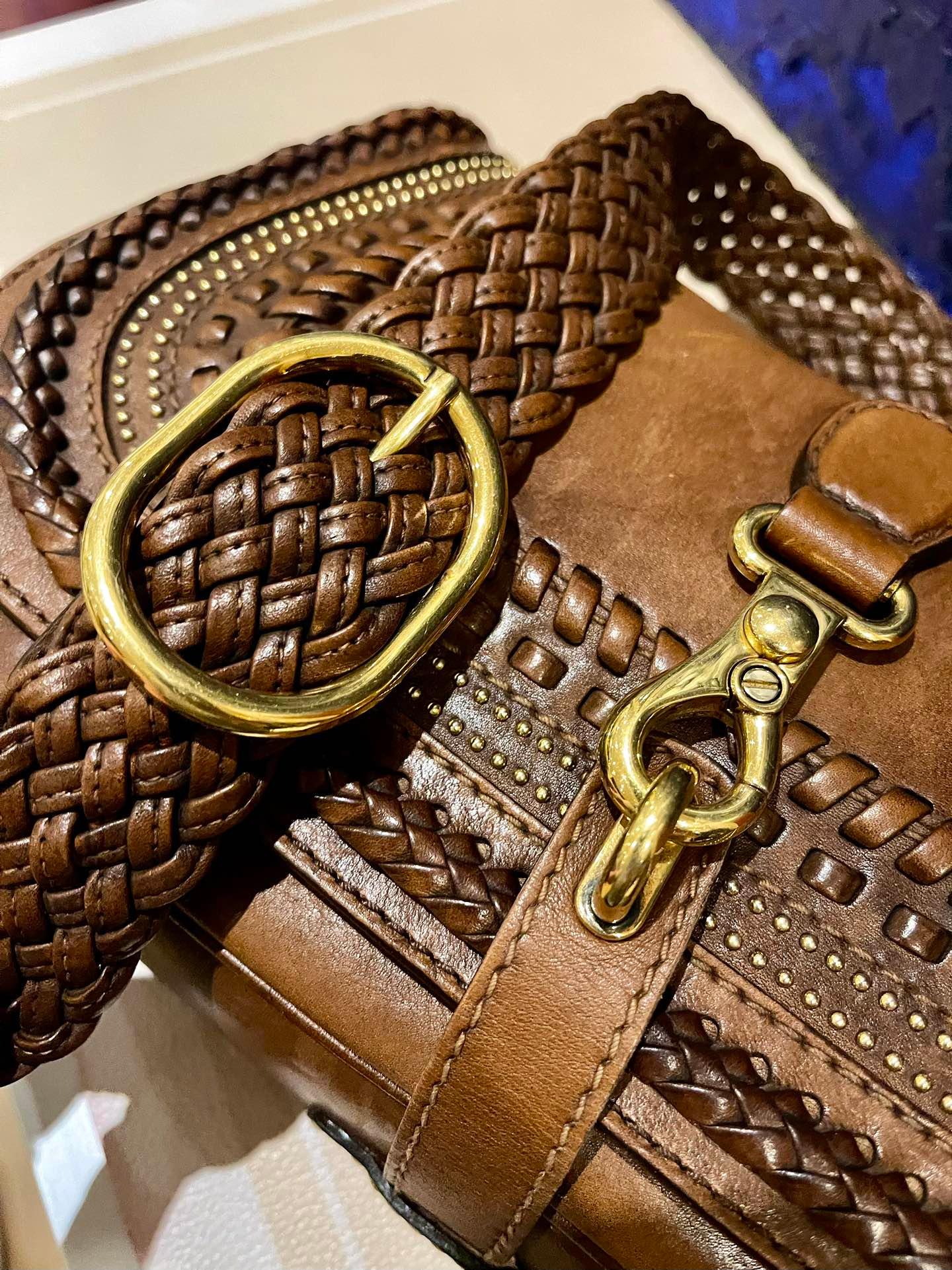 Gucci Snaffle Bit Brown Braided and Ruffles Crossbody Bag 3