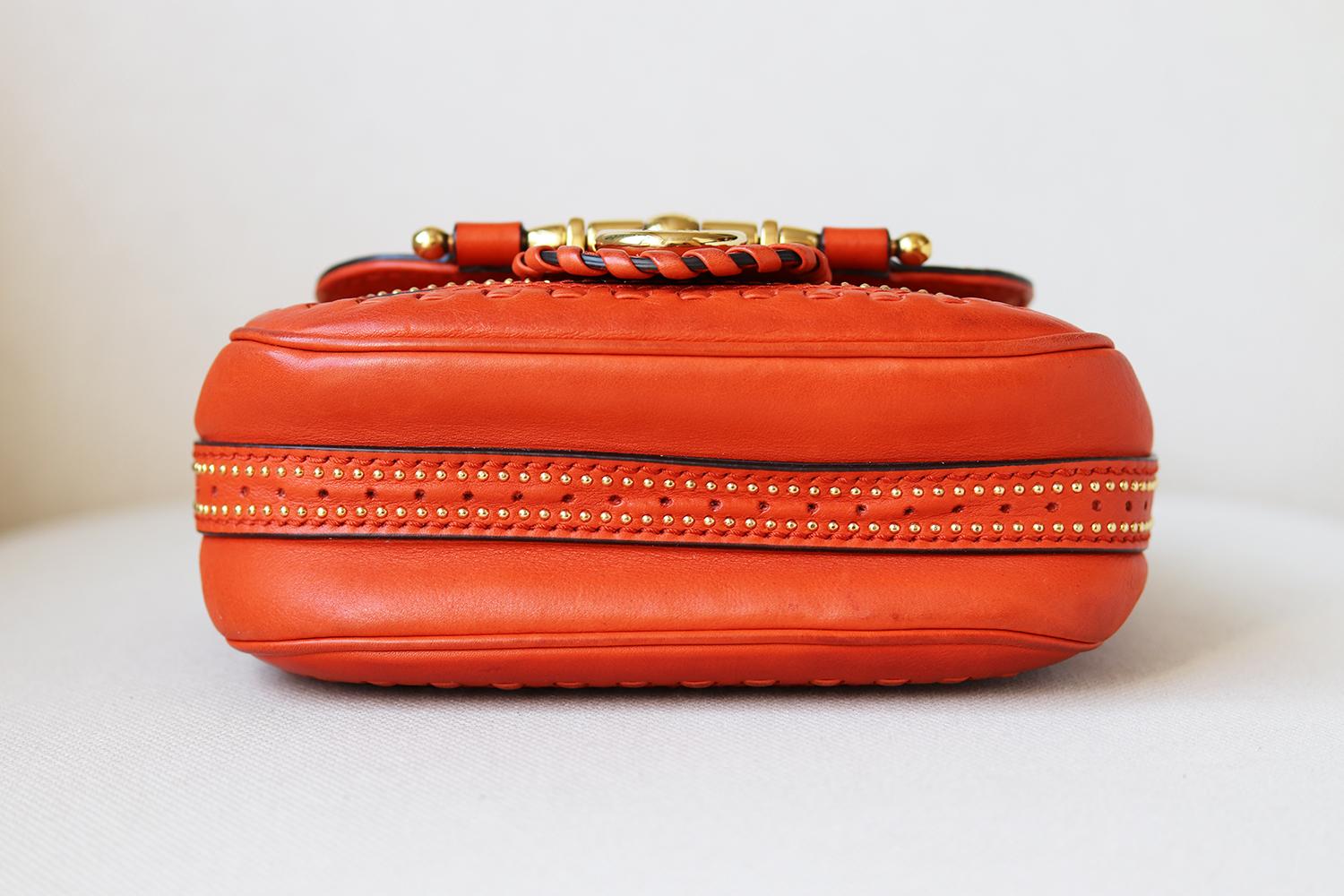 Red Gucci Snaffle Bit Leather Shoulder Bag 