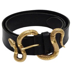 Gucci Snake Black Leather Belt