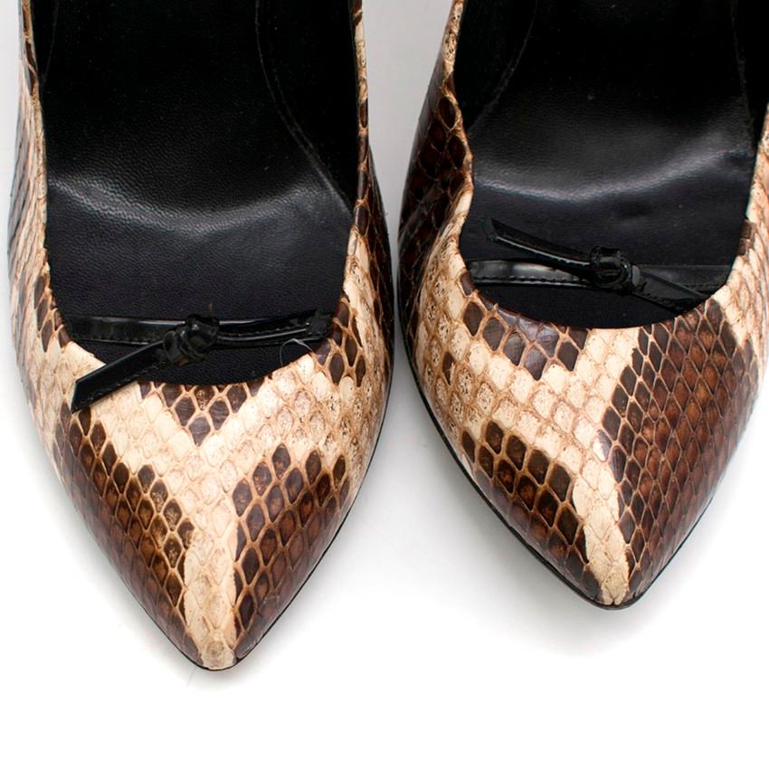 Gucci Snakeskin Bow Detail Pumps ITA 37.5 In Good Condition In London, GB