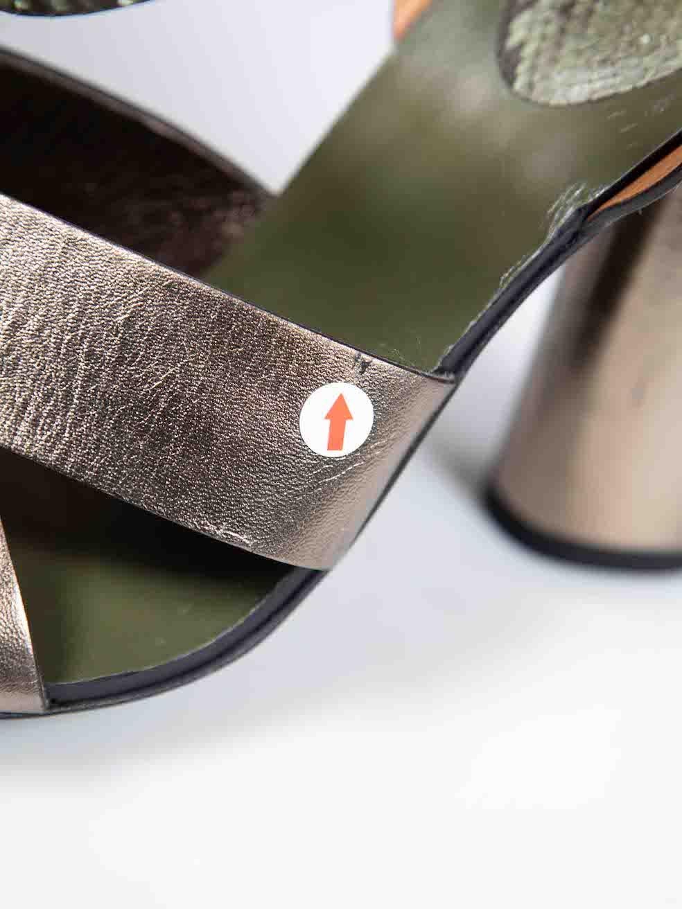 Gucci Schlangenhaut Leder Metallic Riemchen Heels Größe IT 37.5 im Angebot 5