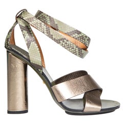 Gucci Snakeskin Leather Metallic Strappy Heels Size IT 37.5