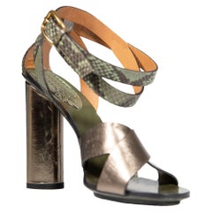 Gucci Snakeskin Leather Metallic Strappy Heels Size IT 37.5