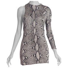 GUCCI TOM FORD robe de cocktail à une manche emblématique en jersey imprimé serpent, années 1990