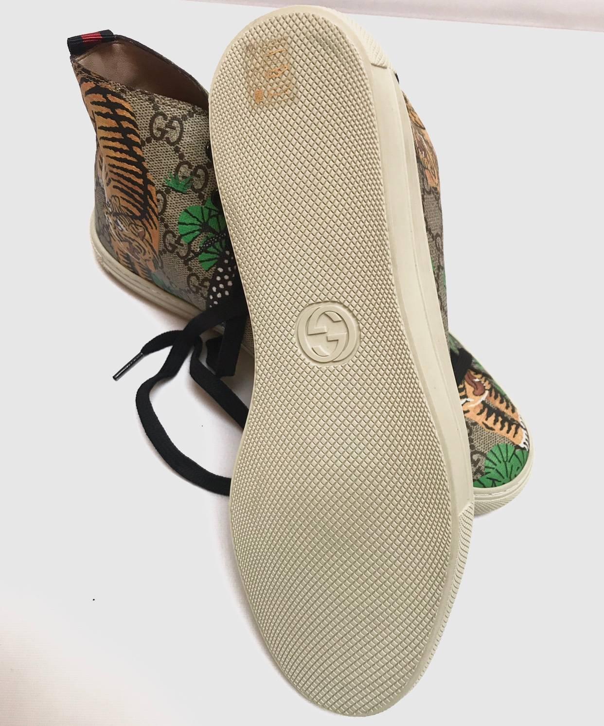 Men's GUCCI Sneackers GG supreme Canvas Shoes  Bengal tiger 2017  For Sale