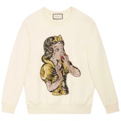 Gucci Sweatshirt aus Baumwoll-Jersey mit Paillettenbesatz in Schneeweiß